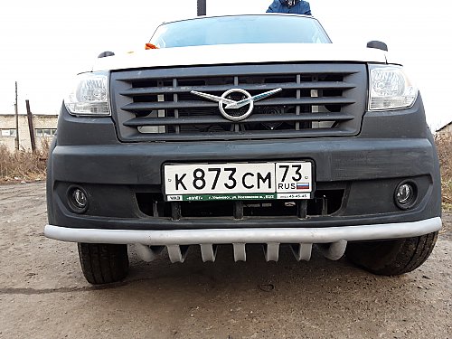 Дуга-защита переднего бампера УАЗ-ПРОФИ одинарная с защитой рулевых тяг