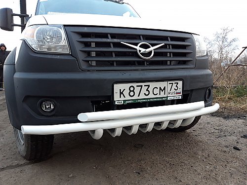 Дуга-защита переднего бампера УАЗ-ПРОФИ сдвоенная с защитой рулевых тяг