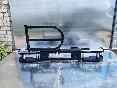 Силовой задний бампер Акула с кронштейном запасного колеса на УАЗ 469, Хантер, Барс